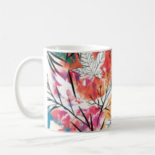 Mug Citrons dessinés à la main, Motif Feuille bleu.