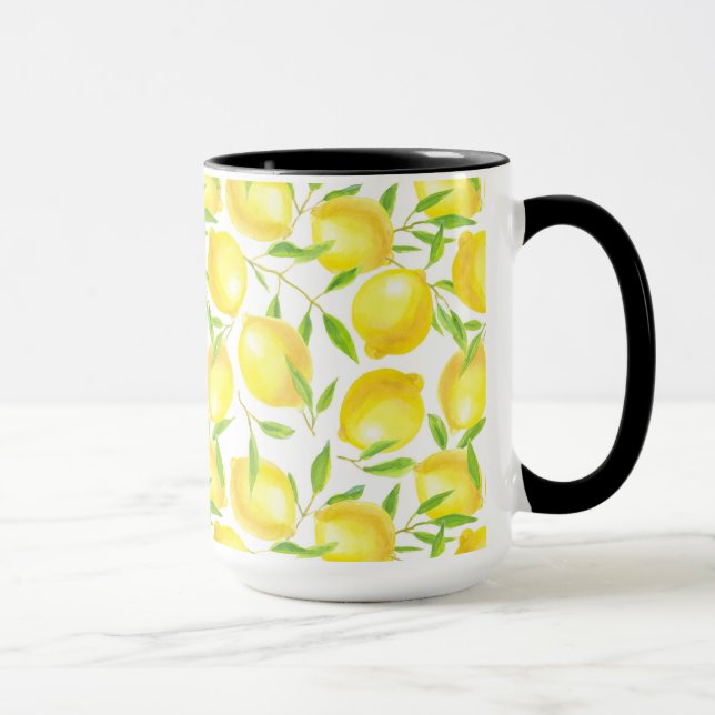 Mug Citrons et motif feuille (Droite)