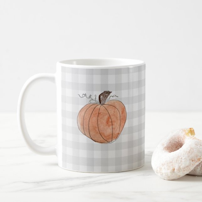 Mug Citrouille Buffalo Check Motif Farmhouse (Avec donut)