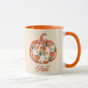 Mug Citrouille dans un motif de chrysanthème