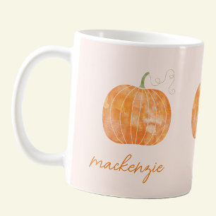 Mug Citrouille d'aquarelle personnalisé automne