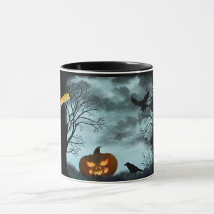 Mug Citrouille d'Halloween et corbeau
