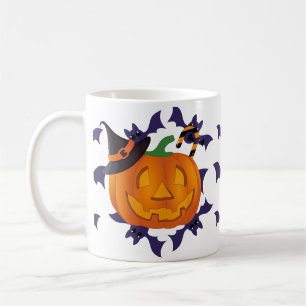 Mug Citrouille éffrayant & chauves-souris Halloween jo