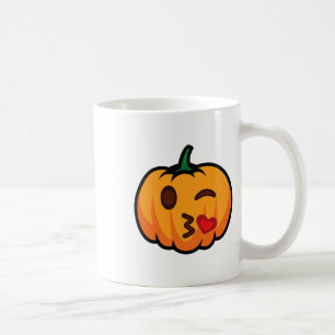 Mug Citrouille Emoji One Eye Open Wink Blow Kiss Love 
