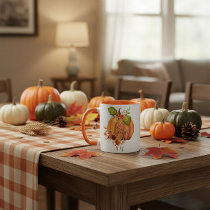 Mug citrouille florale Remercier