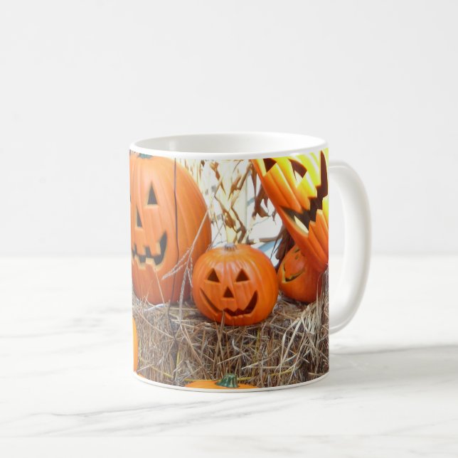 Mug Citrouille halloween Jack-o'-lantern orange citrou (Devant droit)
