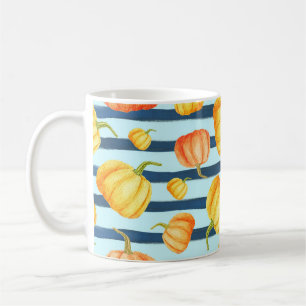 Mug Citrouille orange : décor à rayures aquarelles.