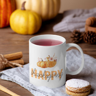 Mug Citrouilles d'aquarelle et Bon thanksgiving orange