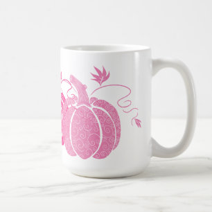 Mug Citrouilles de fibres de chute rose et blanche