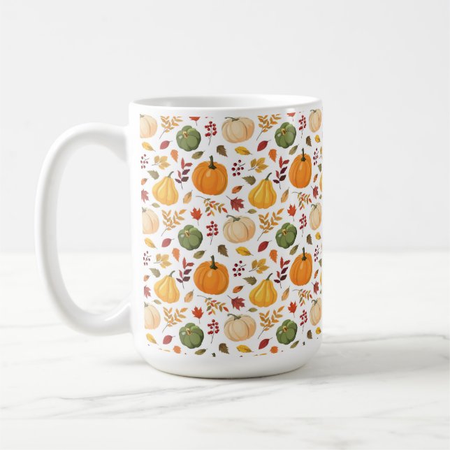 Mug Citrouilles de récolte et Motif de feuilles d'auto (Gauche)