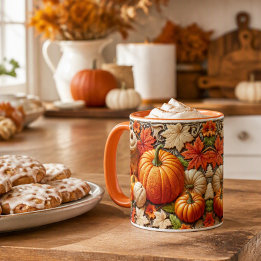 Mug Citrouilles en céramique pour café de la saison au