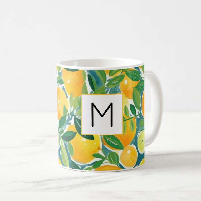 Mug Citrus Art Citrons Oranges Limes Arbre INITIAL Fra (Devant droit)