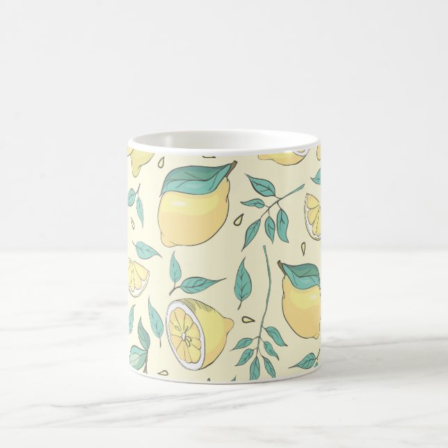 Mug Citrus de citron moderne jaune d'été Personnalisé (Centre)