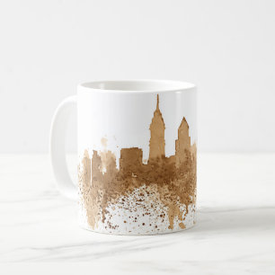 Mug City Skyline Coffee Stain Art