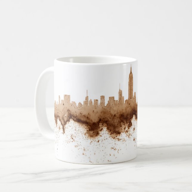 Mug City Skyline Coffee Stain Art (Devant gauche)