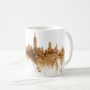 Mug City Skyline Coffee Stain Art