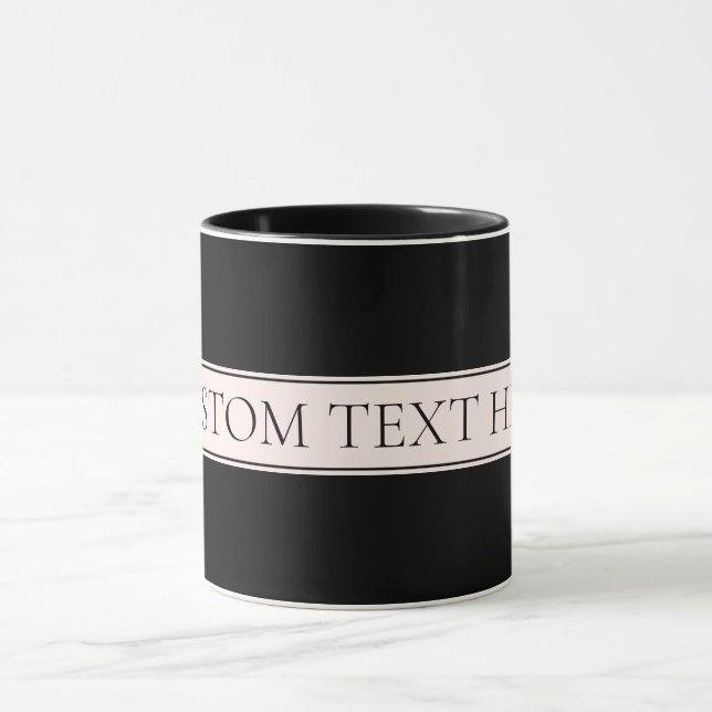 Mug Clair rose pâle Bleu Bande et Élégant Texte modifi (Centre)