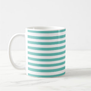 Mug Clair Turquoise bleu et blanc rayures horizontales