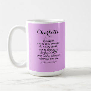 Mug Clair Violet Courage Bible Verse Nom personnalisé