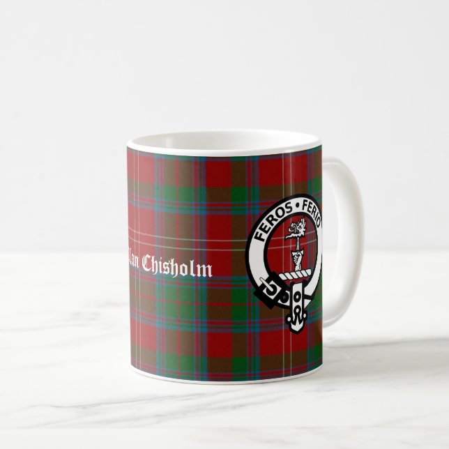 Mug Clan Chisholm Tartan & Crest Badge (Devant droit)
