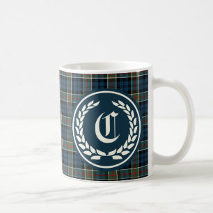 Mug Clan Colquhoun bleu foncé Tartan Monogramme