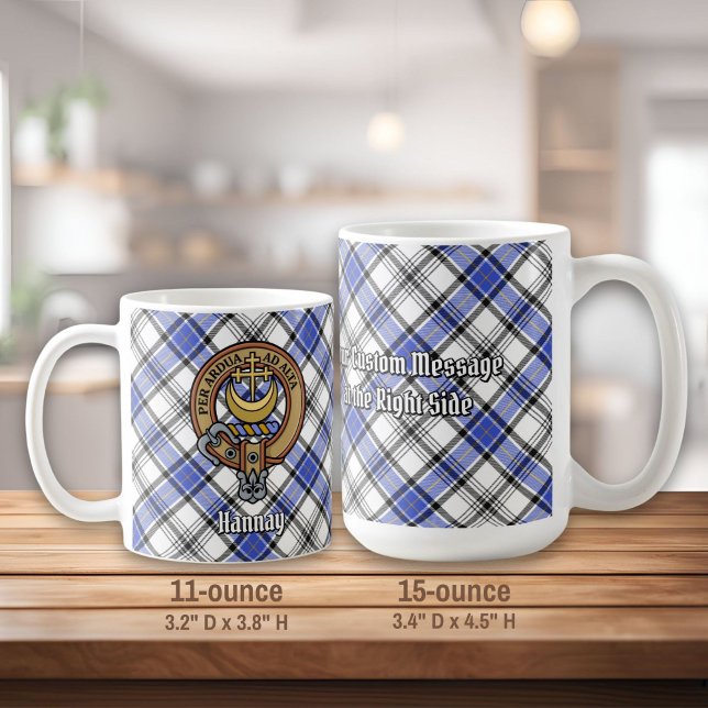 Mug Clan Hannay Crest sur Tartan (Créateur téléchargé)