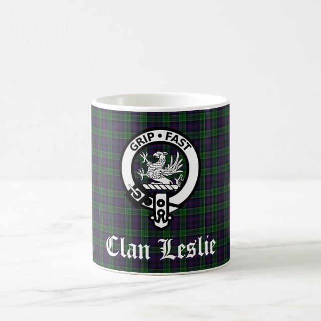 Mug Clan Leslie Crest Badge et Tartan (Centre)