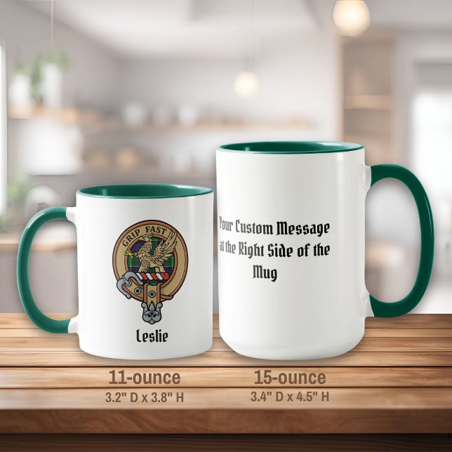 Mug Clan Leslie Crest sur la chasse Tartan (Créateur téléchargé)