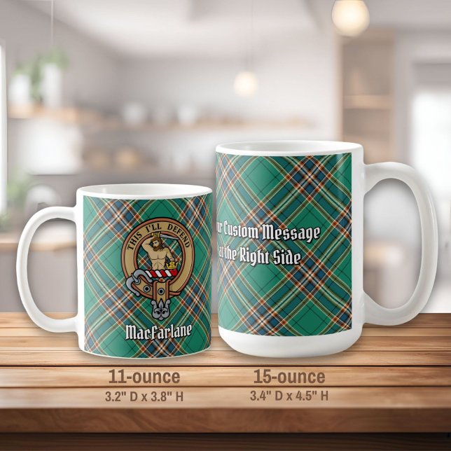 Mug Clan MacFarlane Crest sur Tartan de chasse antique (Créateur téléchargé)
