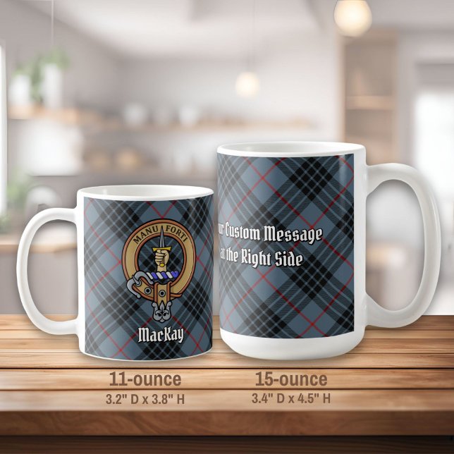 Mug Clan MacKay Crest sur Blue Tartan (Créateur téléchargé)