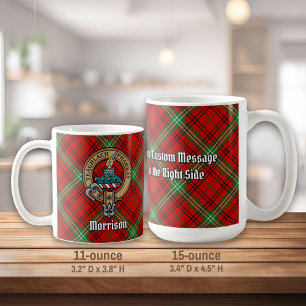 Mug Clan Morrison Crest sur Red Tartan