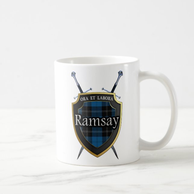 Mug Clan Ramsay Tartan Shield et épées (Droite)