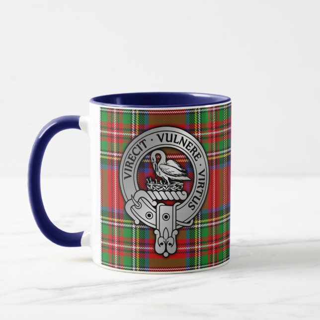 Mug Clan Stewart | Stuart Crest & Tartan (Gauche)