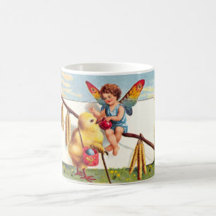 Mug Clapsaddle : Fée de Pâques avec le poulet