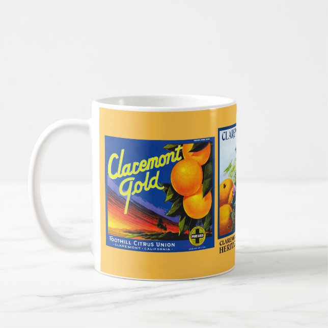 Mug - Claremont CA - Fruit Crate Étiquettes (Gauche)