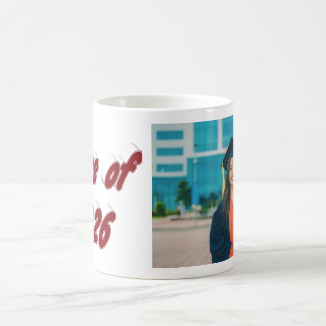 Mug Class of 2026 burgundy typography graduation photo (Centre)