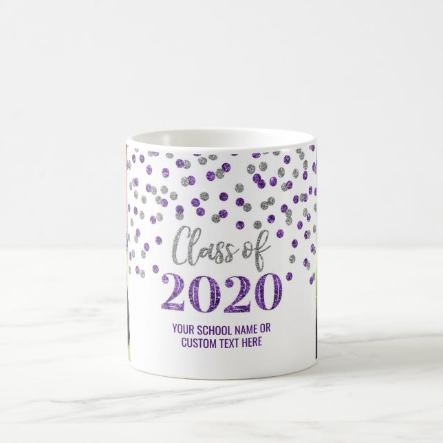 Mug Classe d'argent violet de 2020 Photo Graduation Mu (Centre)