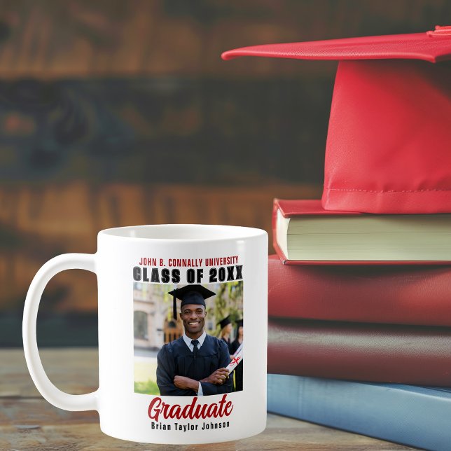 Mug Classe de 2025 Graduation Photo Red Script Graduat (Créateur téléchargé)
