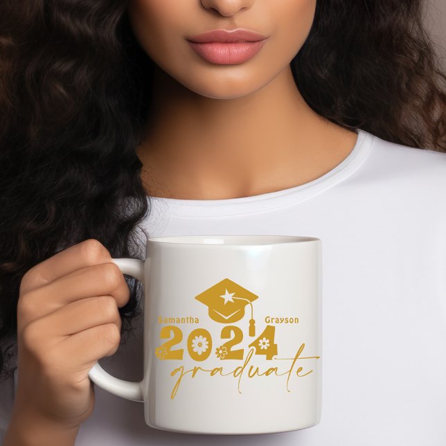 Mug Classe de diplômés personnalisés de 2024 Or (Créateur téléchargé)
