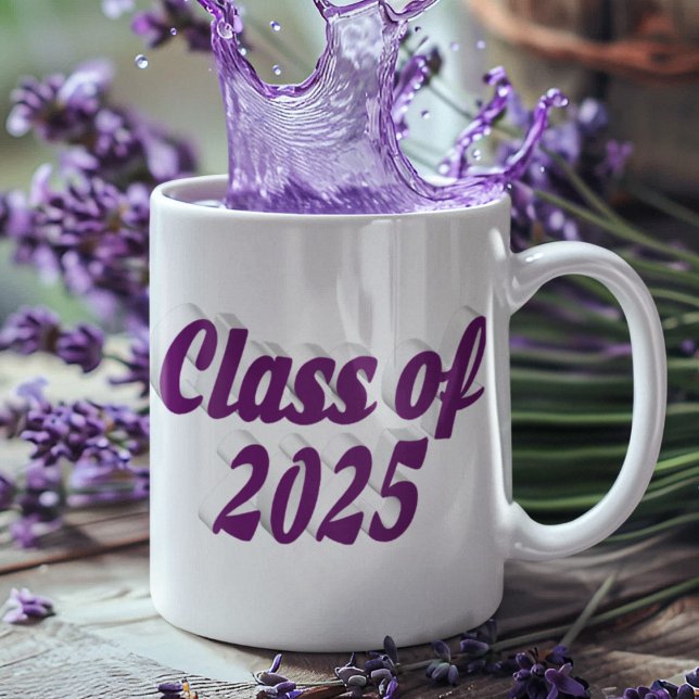 Mug Classe de graduation de texte violet 2025 (Créateur téléchargé)