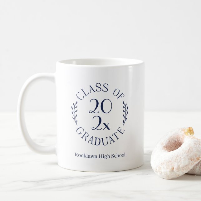 Mug Classe de l'année Nom de l'école Marine Emblem Gra (Avec donut)