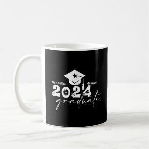 Mug Classe Graduate Personnalisée de 2024 Noir/Blanc