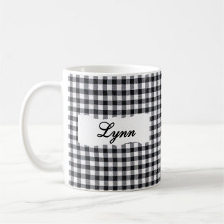 Mug Classic Black Gingham Personalized Name