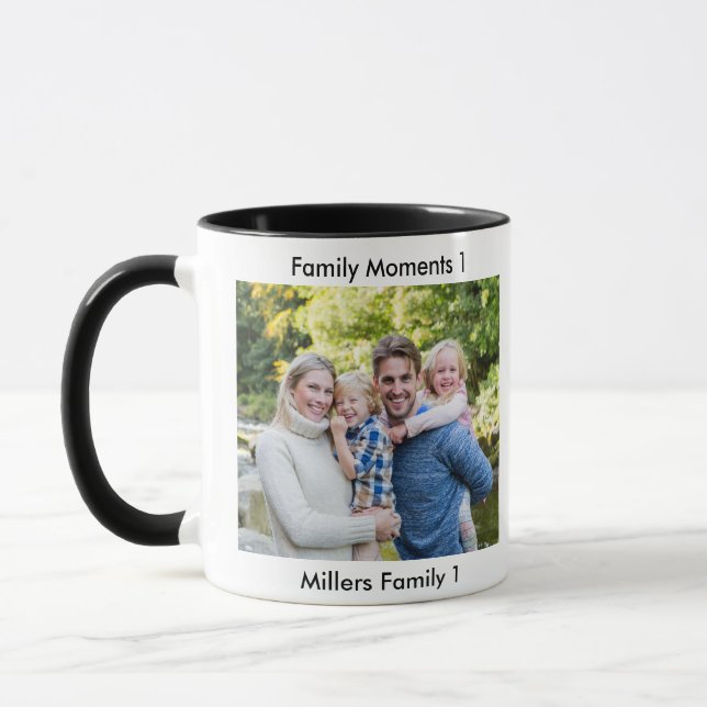 Mug Classic Modern Two Photo Minimalist Family Keepsak (Gauche)