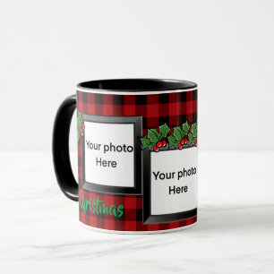Mug Classic rouge plaid personnalisation modèle photo