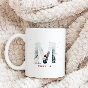 Mug Classic Snowy Noël Scène d'hiver Monogramme M