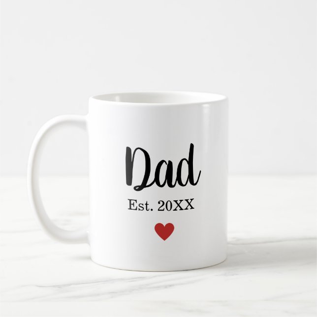 Mug Classique Cute Papa Etabli Année Coeur Moderne (Gauche)