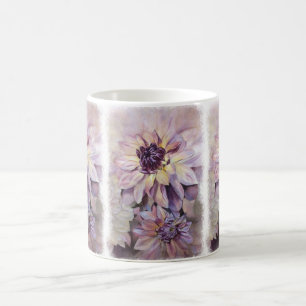 MUG CLASSIQUE JAUNE ET PURPLE DAHLIAS