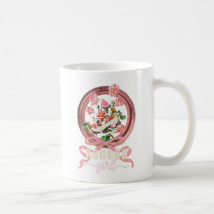 Mug Classique Mignon Rose Rococo Fille Roses Nœud Chau