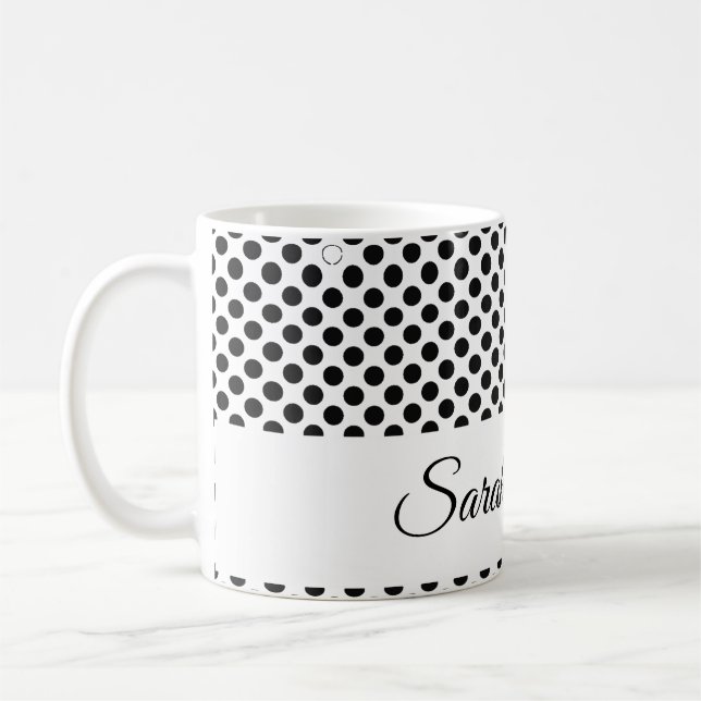 Mug classique monogrammed pois noir et blanc (Gauche)